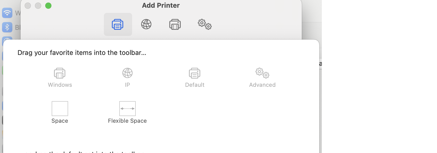 Add printer dialog customize dialog