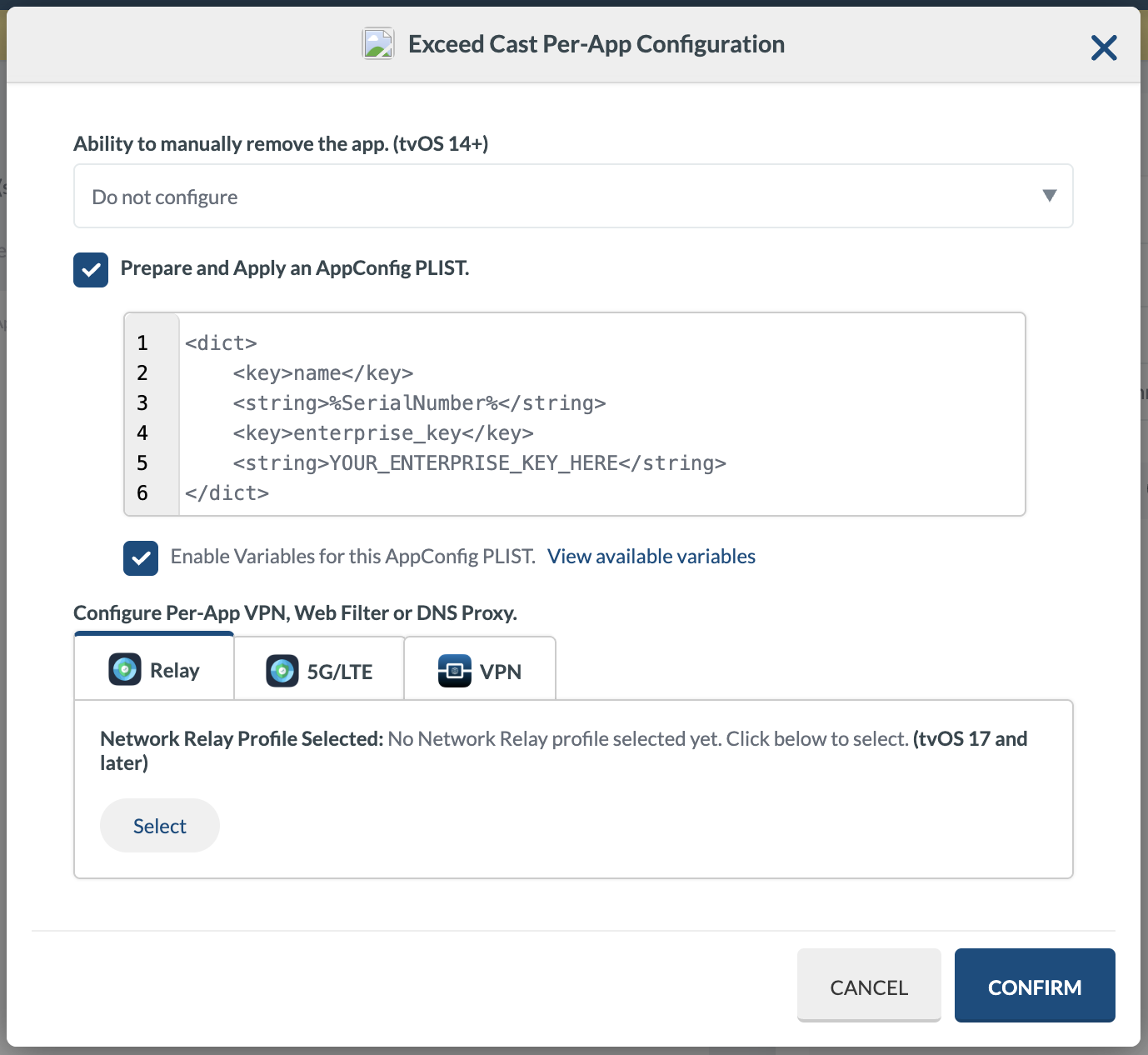 Mosyle App Config Detail