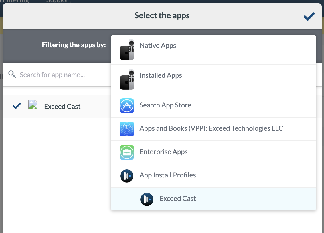 Mosyle SAM Select App Dialog