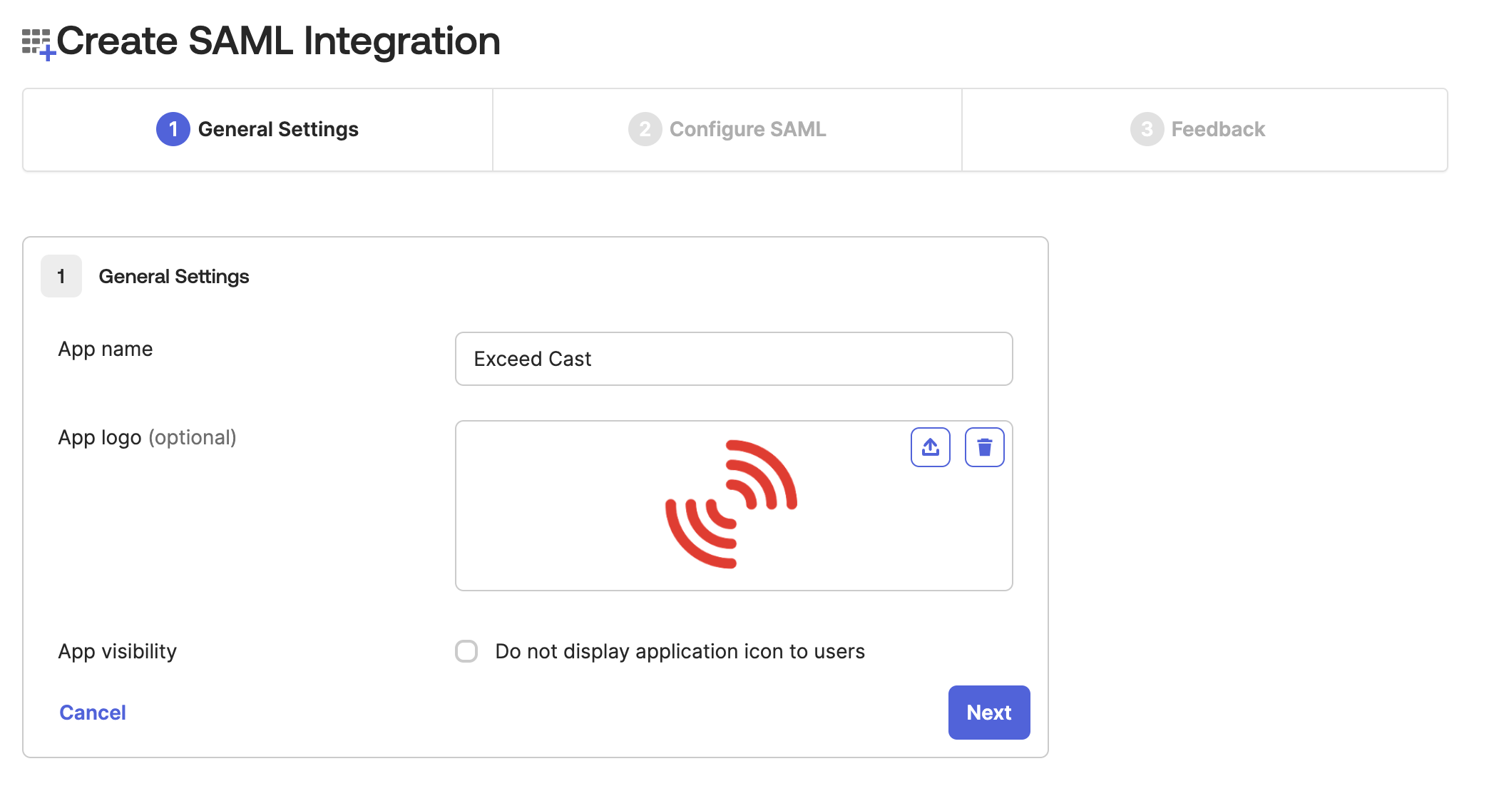 Okta setup step 1